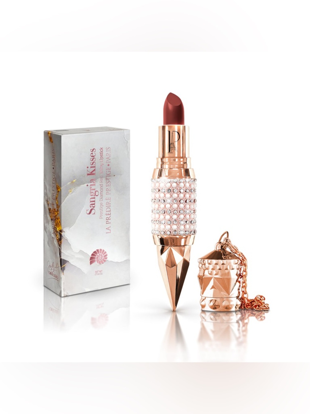 La Prestige Paris Sangria Kisses Prestige Diamond Red Shiny Lipstick